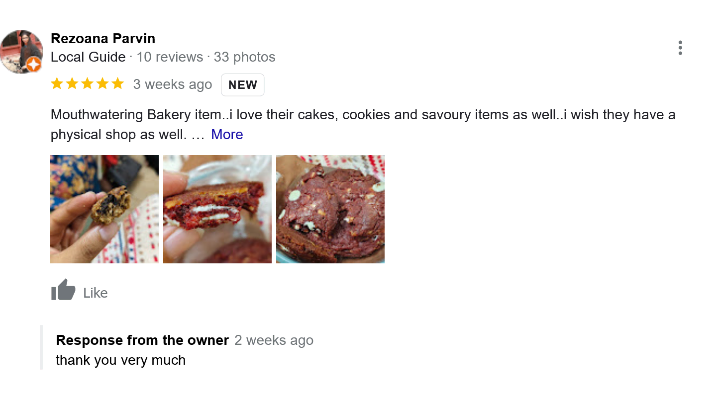 google review bakery item