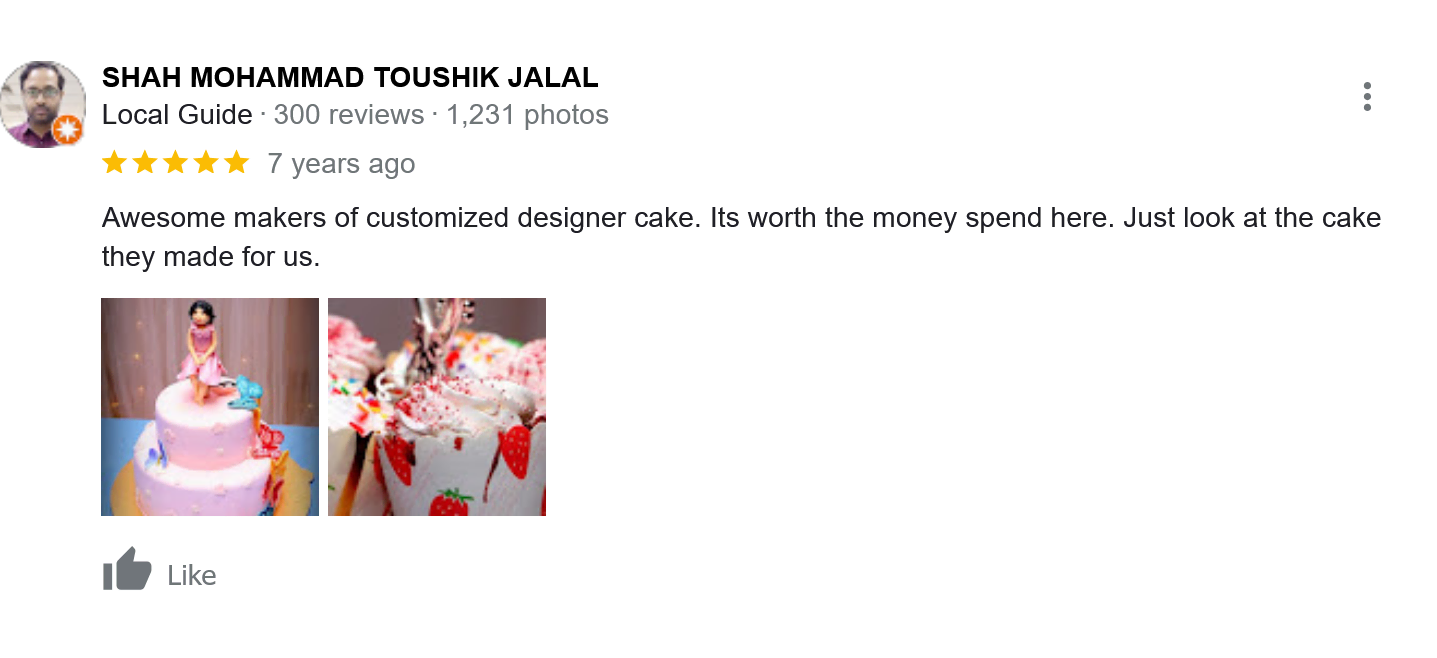 google review designer cake
